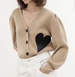 画像1:  V neck heart knit cardigan sweater Knit   V ネックハートニットカーディガンセーター (1)