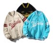 画像6:  loose stitching hip-hop baseball uniform jacket blouson  ユニセックス 男女兼用ヒップホップステッチジャケットスタジアムジャンパー スタジャン MA-1 ボンバー ジャケット ブルゾン (6)