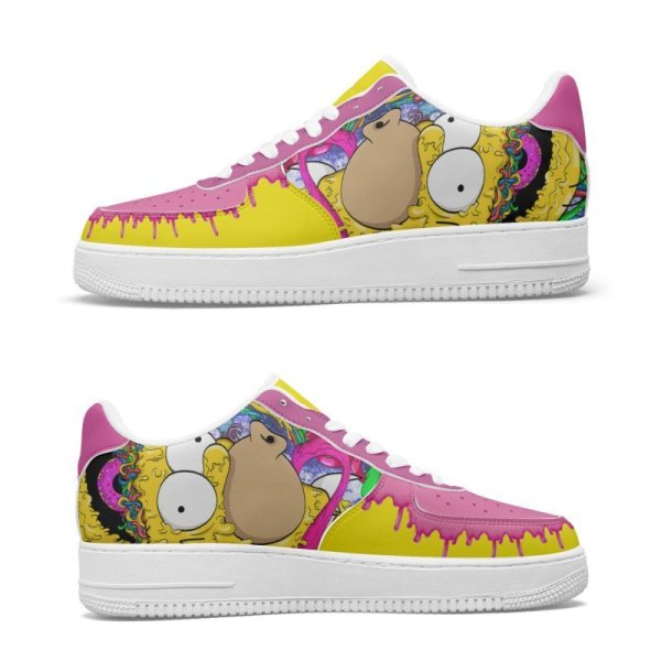 画像1:  Men's  Homer Simpson lace-up leather sneakers　 ユニセックス男女兼用ホーマーシンプソンレースアップレザースニーカーレースアップスニーカーカジュアル シューズ (1)