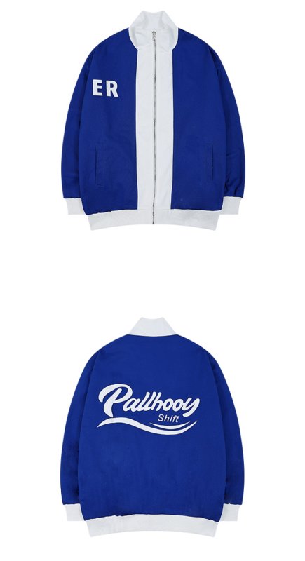 画像5: Bicolor back logo Sports zipper jacket blouson  ユニセックス 男女兼用スタンドカラーバイカラーバックロゴジップアップジャケットブルゾン (5)