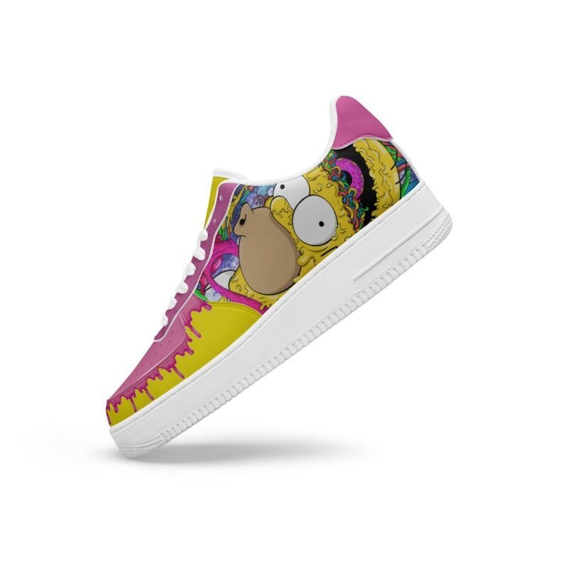 画像5:  Men's  Homer Simpson lace-up leather sneakers　 ユニセックス男女兼用ホーマーシンプソンレースアップレザースニーカーレースアップスニーカーカジュアル シューズ (5)