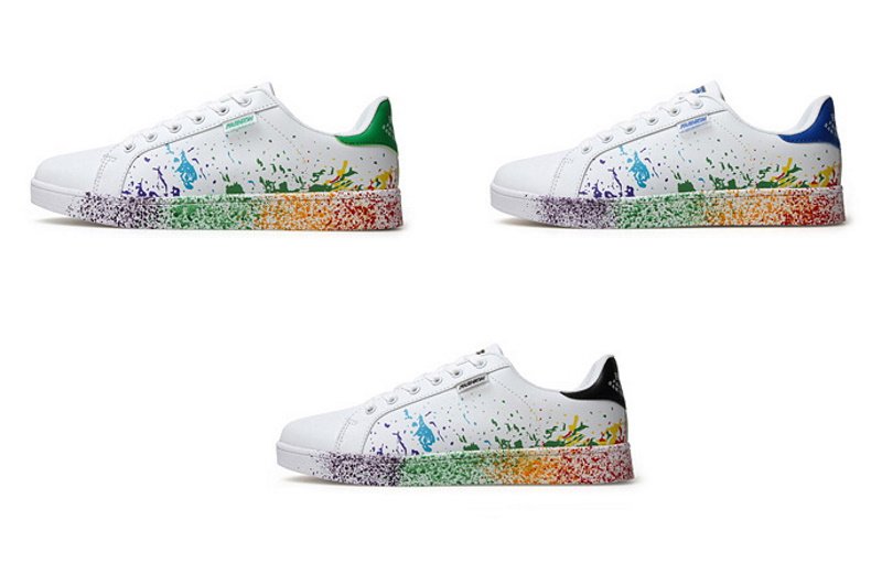 画像4: inkjet painting lace-up leather sneakers  ユニセックス男女兼用インクジェットペインティングレースアップレザースニーカーカジュアル シューズ (4)