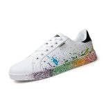 画像2: inkjet painting lace-up leather sneakers　 ユニセックス男女兼用インクジェットペインティングレースアップレザースニーカーカジュアル シューズ (2)