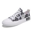 画像4:  Men's graffiti  high-top low cut lace-up canvas sneakers shoes 　ユニセックス男女兼用グラフィックペイントレースアップ ハイカット&キャンバススニーカー カジュアル シューズ (4)