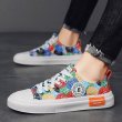 画像9:  Men's graffiti  high-top low cut lace-up canvas sneakers shoes 　ユニセックス男女兼用グラフィックペイントレースアップ ハイカット&キャンバススニーカー カジュアル シューズ (9)