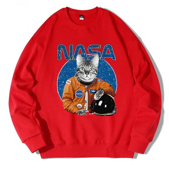 画像1: NASA x Cat Astronaut Sweat trainer sweater  ユニセックス男女兼用ナサ×キャット宇宙飛行士スウェットプルオーバートレーナー (1)