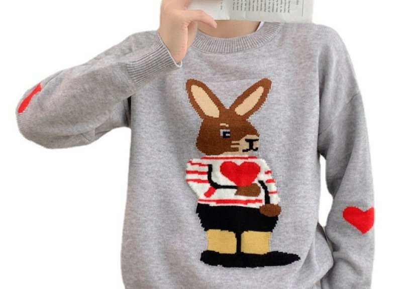画像5: Rabbit round neck braided sweater pullover Knit   ラビット編み込み丸首ラウンドネック プルオーバーセーター  ウール (5)