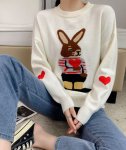 画像4: Rabbit round neck braided sweater pullover Knit   ラビット編み込み丸首ラウンドネック プルオーバーセーター  ウール (4)