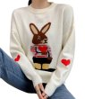 画像2: Rabbit round neck braided sweater pullover Knit   ラビット編み込み丸首ラウンドネック プルオーバーセーター  ウール (2)