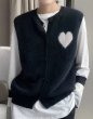 画像4: Heart braided round neck vest sweater Knit   ハート編み込み丸首ラウンドネック ベストセーター  ウール (4)