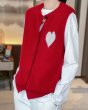 画像6: Heart braided round neck vest sweater Knit   ハート編み込み丸首ラウンドネック ベストセーター  ウール (6)