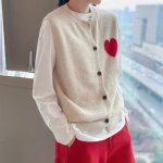 画像5: Heart braided round neck vest sweater Knit   ハート編み込み丸首ラウンドネック ベストセーター  ウール (5)