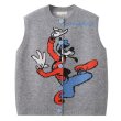 画像1: Goofy Braided Vest Waistcoat sweater Knit  　グーフィー 編み込み丸首ラウンドネック ベストセーター  ウール (1)