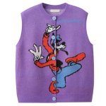 画像3: Goofy Braided Vest Waistcoat sweater Knit  　グーフィー 編み込み丸首ラウンドネック ベストセーター  ウール (3)