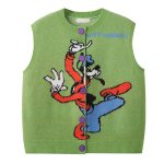 画像2: Goofy Braided Vest Waistcoat sweater Knit  　グーフィー 編み込み丸首ラウンドネック ベストセーター  ウール (2)