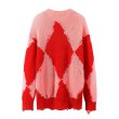 画像4: argyle damage sweater Knit  　アーガイル 編み込み丸首ラウンドネック ダメージセーター  ウール (4)