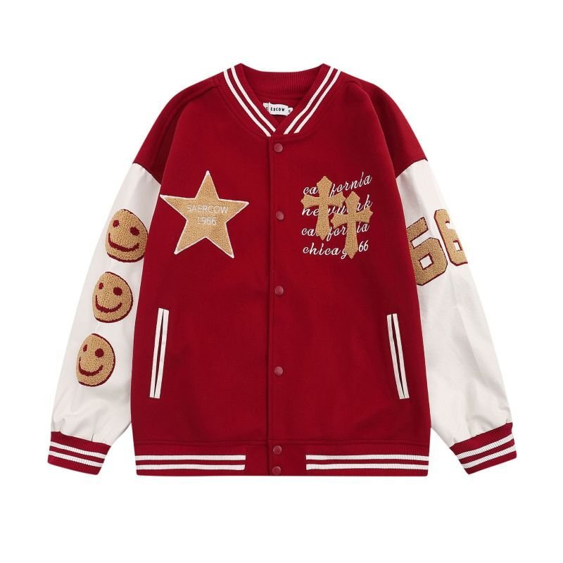 画像4: cross & logo embroidery jacket BASEBALL JACKET  blouson  ユニセックス 男女兼用クロス&ロゴ刺繍ジャケットスタジアムジャンパー スタジャン MA-1 ボンバー ジャケット ブルゾン (4)