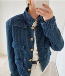 画像9: women's Indigo blue tweed jacket　インディゴブルーツイードジャケット (9)