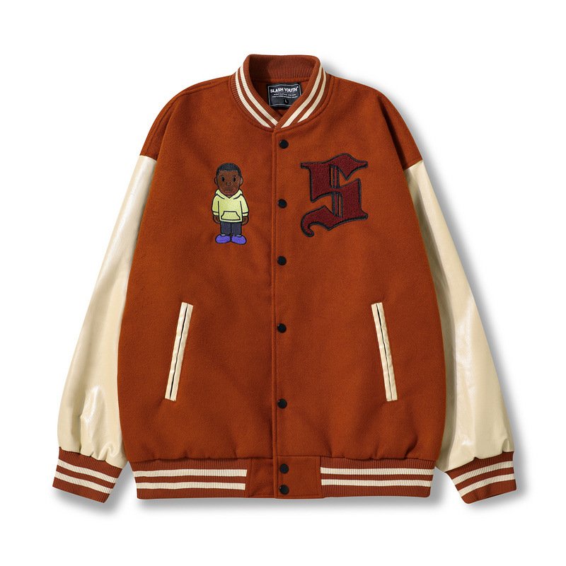 画像4: hip hop boy embroidery jacket BASEBALL JACKET  blouson  ユニセックス 男女兼用ヒップホップボーイ刺繍ジャケットスタジアムジャンパー スタジャン MA-1 ボンバー ジャケット ブルゾン (4)