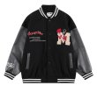 画像4: rose & letter embroidery jacket BASEBALL JACKET  blouson  ユニセックス 男女兼用バラ ローズ＆レター刺繍ジャケットスタジアムジャンパー スタジャン MA-1 ボンバー ジャケット ブルゾン (4)