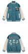 画像9: rose & letter embroidery jacket BASEBALL JACKET  blouson  ユニセックス 男女兼用バラ ローズ＆レター刺繍ジャケットスタジアムジャンパー スタジャン MA-1 ボンバー ジャケット ブルゾン (9)