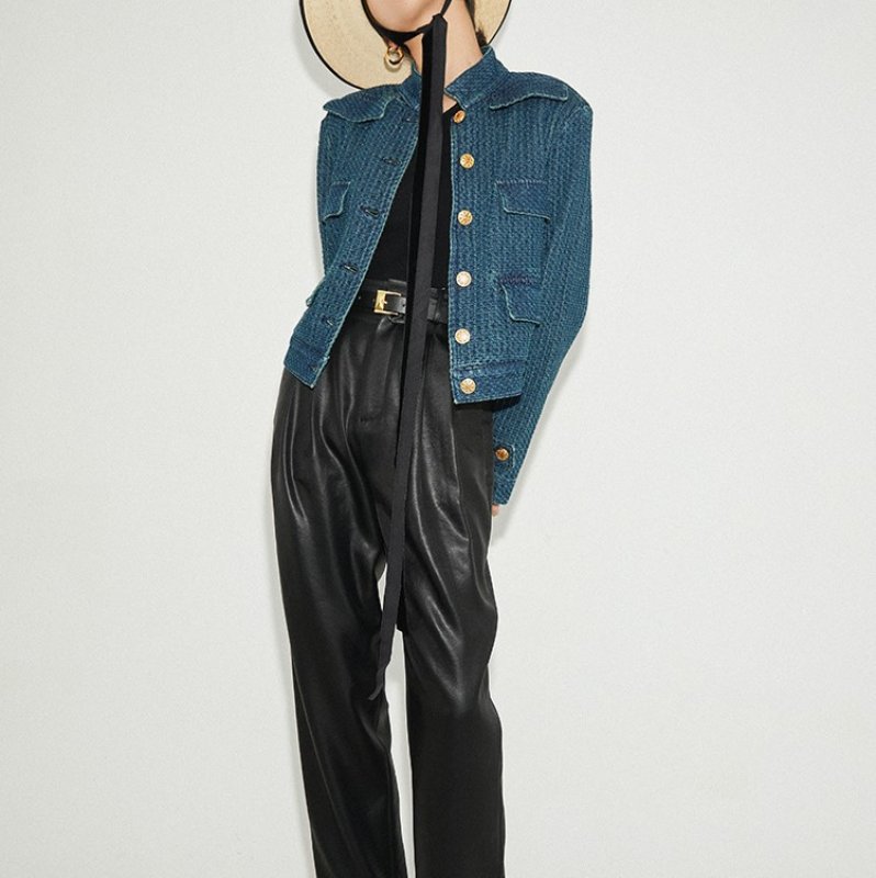 画像10: women's Indigo blue tweed jacket　インディゴブルーツイードジャケット (10)