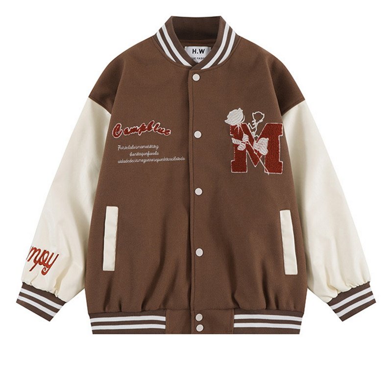画像6: rose & letter embroidery jacket BASEBALL JACKET  blouson  ユニセックス 男女兼用バラ ローズ&レター刺繍ジャケットスタジアムジャンパー スタジャン MA-1 ボンバー ジャケット ブルゾン (6)