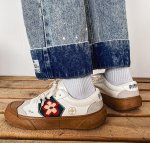 画像8: Flower one point LACE-UP LEATHER SNEAKERS  ユニセックス男女兼用フラワーモチーフレザーレースアップスニーカーカジュアル シューズ (8)