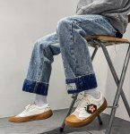 画像7: Flower one point LACE-UP LEATHER SNEAKERS  ユニセックス男女兼用フラワーモチーフレザーレースアップスニーカーカジュアル シューズ (7)
