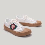 画像3: Flower one point LACE-UP LEATHER SNEAKERS  ユニセックス男女兼用フラワーモチーフレザーレースアップスニーカーカジュアル シューズ (3)