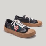 画像4: Flower one point LACE-UP LEATHER SNEAKERS  ユニセックス男女兼用フラワーモチーフレザーレースアップスニーカーカジュアル シューズ (4)