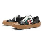 画像5: Flower one point LACE-UP LEATHER SNEAKERS  ユニセックス男女兼用フラワーモチーフレザーレースアップスニーカーカジュアル シューズ (5)