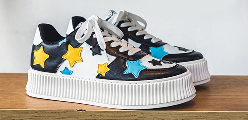 画像6: STAR EMBLEM LACE-UP LEATHER SNEAKERS  ユニセックス男女兼用スター星エンブレムレザーレースアップスニーカーカジュアル シューズ (6)