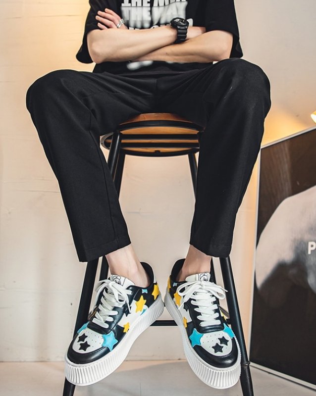 画像9: STAR EMBLEM LACE-UP LEATHER SNEAKERS  ユニセックス男女兼用スター星エンブレムレザーレースアップスニーカーカジュアル シューズ (9)