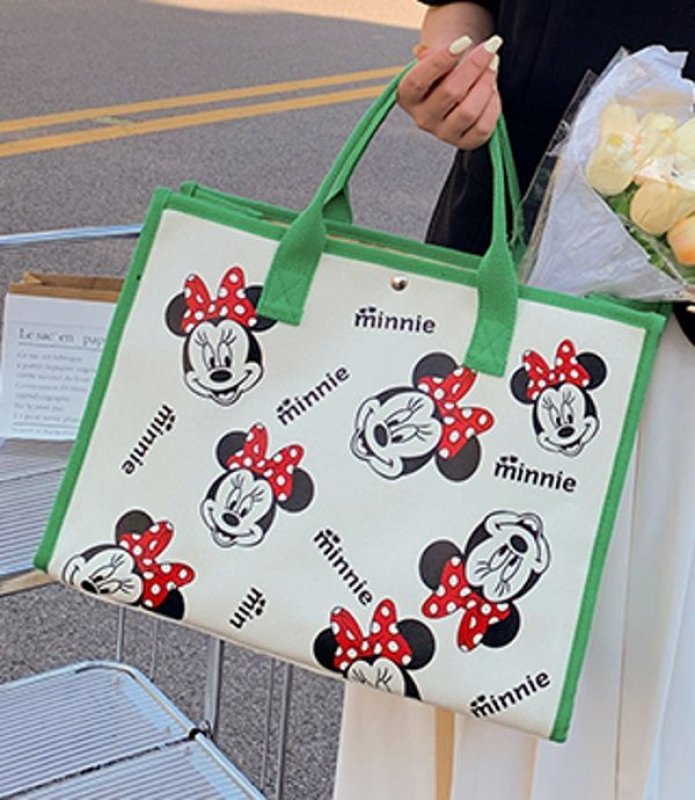 画像3: Minnie Mouse canvas tote shopping bag ミニーマウス キャンバス トート ショッピング バッグ  (3)