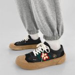 画像6: Flower one point LACE-UP LEATHER SNEAKERS  ユニセックス男女兼用フラワーモチーフレザーレースアップスニーカーカジュアル シューズ (6)