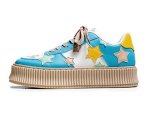 画像2: STAR EMBLEM LACE-UP LEATHER SNEAKERS  ユニセックス男女兼用スター星エンブレムレザーレースアップスニーカーカジュアル シューズ (2)