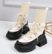 画像2: Woman's Sock Martin Boots　 チャンキーヒールレザーソックスマーティンブーツ (2)