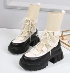 画像2: Woman's Sock Martin Boots　 チャンキーヒールレザーソックスマーティンブーツ (2)
