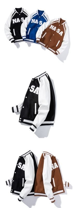 画像12: NASA joint embroidery jacket BASEBALL JACKET  blouson  ユニセックス 男女兼用NASAナサ刺繍ジャケットスタジアムジャンパー スタジャン MA-1 ボンバー ジャケット ブルゾン (12)