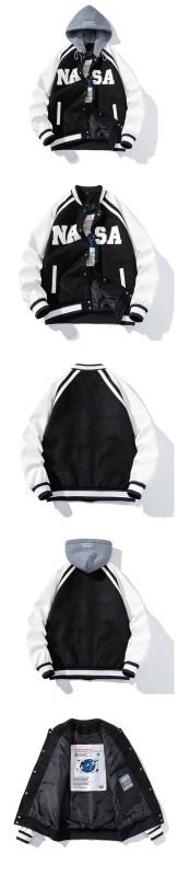 画像9: NASA joint embroidery jacket BASEBALL JACKET  blouson  ユニセックス 男女兼用NASAナサ刺繍ジャケットスタジアムジャンパー スタジャン MA-1 ボンバー ジャケット ブルゾン (9)