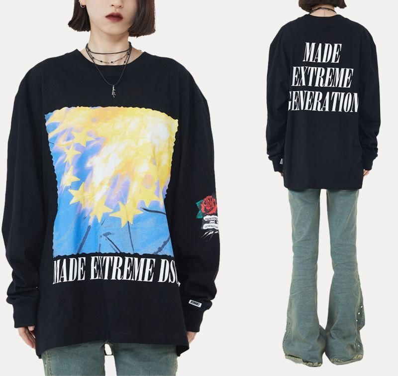 画像8: creative printing loose round neck sweater trainer  ユニセックス男女兼用エクストリーム ラウンドネックスウェットプルオーバートレーナー (8)