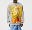 画像4: Oil painting sunflower round neck sweater trainer  ユニセックス男女兼用ひまわりオイルペインティング ラウンドネックスウェットプルオーバートレーナー (4)