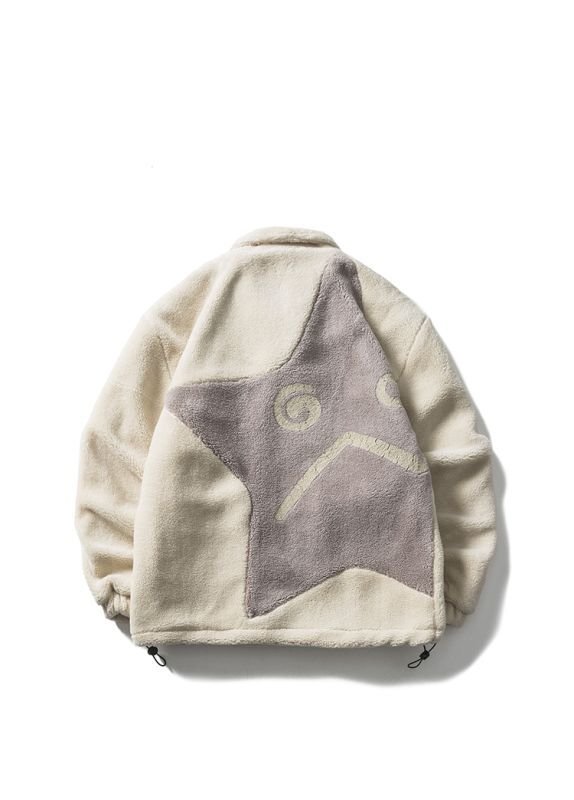 画像2: DEVILRAY Star Smiley Lamb Wool Jacket coat  男女兼用 ユニセックス スマイルファーフェイクムートン フリース モコモコ  ジャケット ファー コート (2)