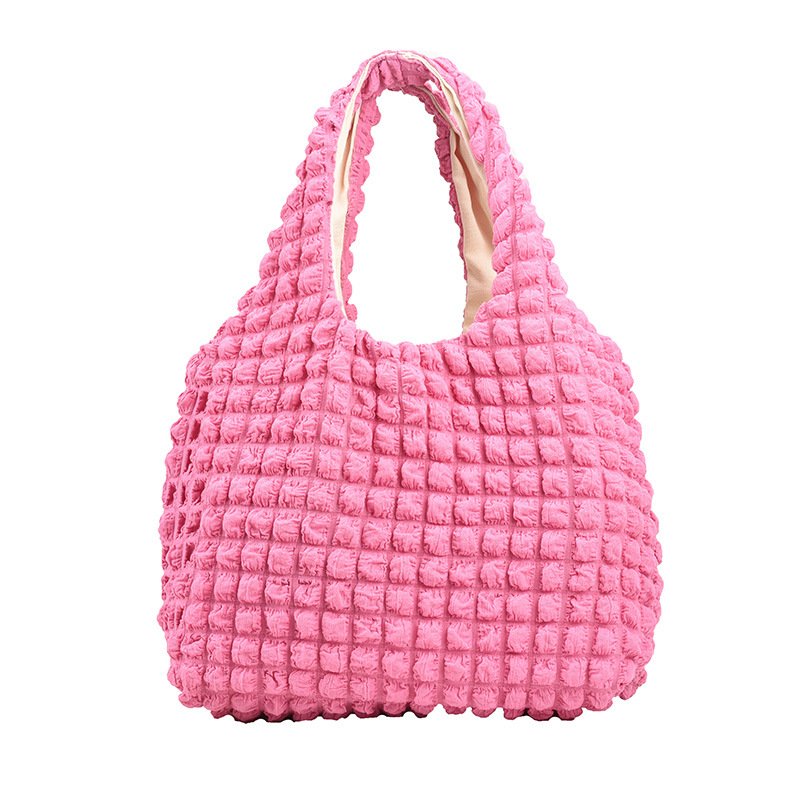 画像3: down  pleated waffle shoulder tote bag  絞りキルティングダウンワッフルショルダートートフレンチバッグ (3)