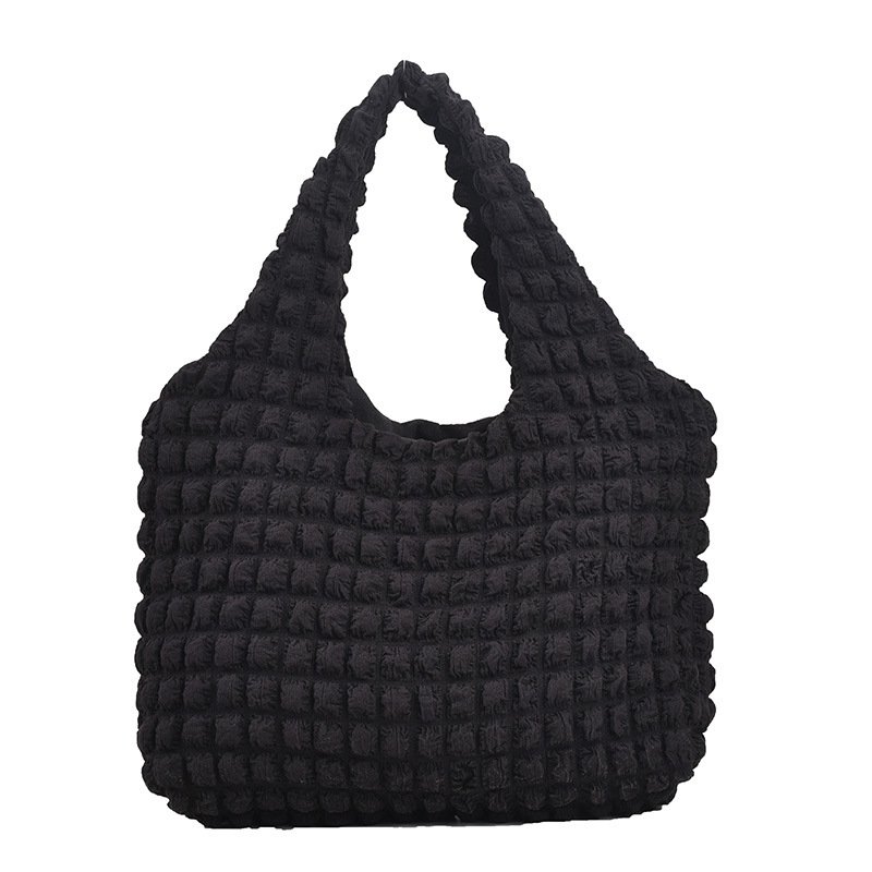 画像2: down  pleated waffle shoulder tote bag  絞りキルティングダウンワッフルショルダートートフレンチバッグ (2)