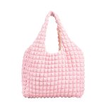画像5: down  pleated waffle shoulder tote bag　 絞りキルティングダウンワッフルショルダートートフレンチバッグ (5)