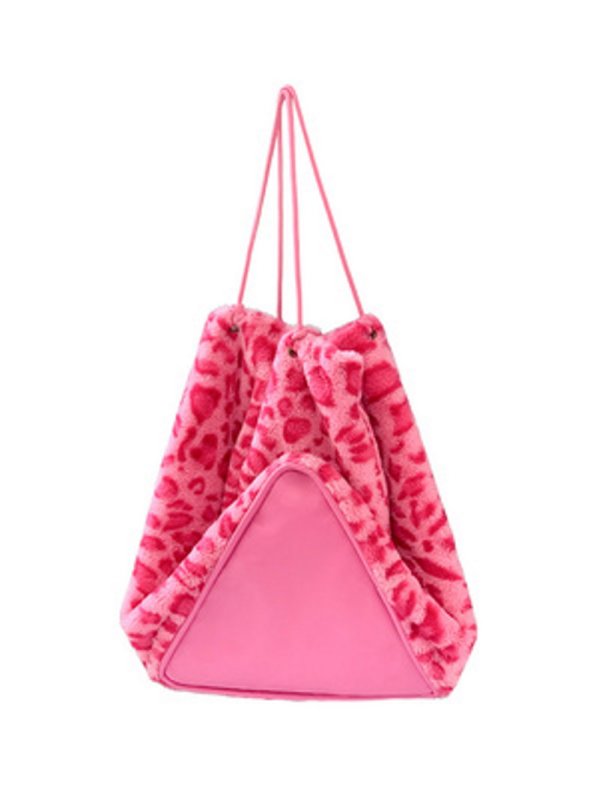 画像6: Pink Leopard Print Hairy Underarm Bag shoulder tote bag ピンクレオパードヒョウ柄ラージショルダートートフレンチバッグ (6)