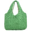 画像1: down  pleated waffle shoulder tote bag　 絞りキルティングダウンワッフルショルダートートフレンチバッグ (1)