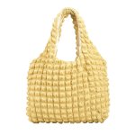 画像4: down  pleated waffle shoulder tote bag　 絞りキルティングダウンワッフルショルダートートフレンチバッグ (4)